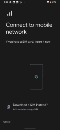 خيار تنزيل بطاقة SIM