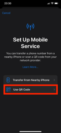 iOS Add eSIM option