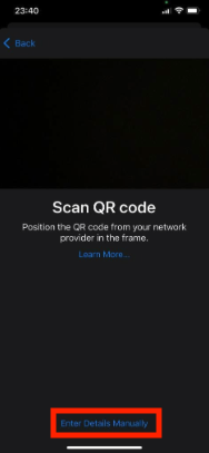 Manual entry option
