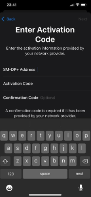 Inserisci dettagli eSIM